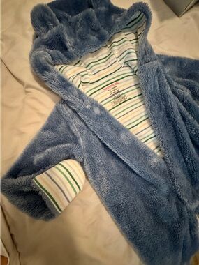 NWOT Magnetic Me Blue Baby Minky Pram Fleece Onesie Size 3-6 mo